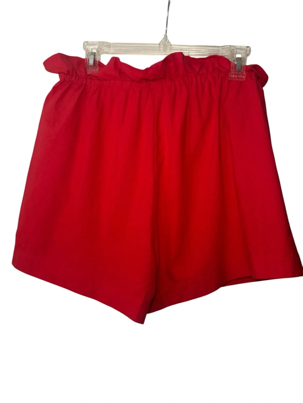 GeeGee Casual Paperbag Waist Red Drawstring Shorts - Picture 3 of 8